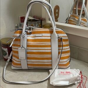 COACH - Bleeker Preston woven embossed satchel Bag- EUC- 31004